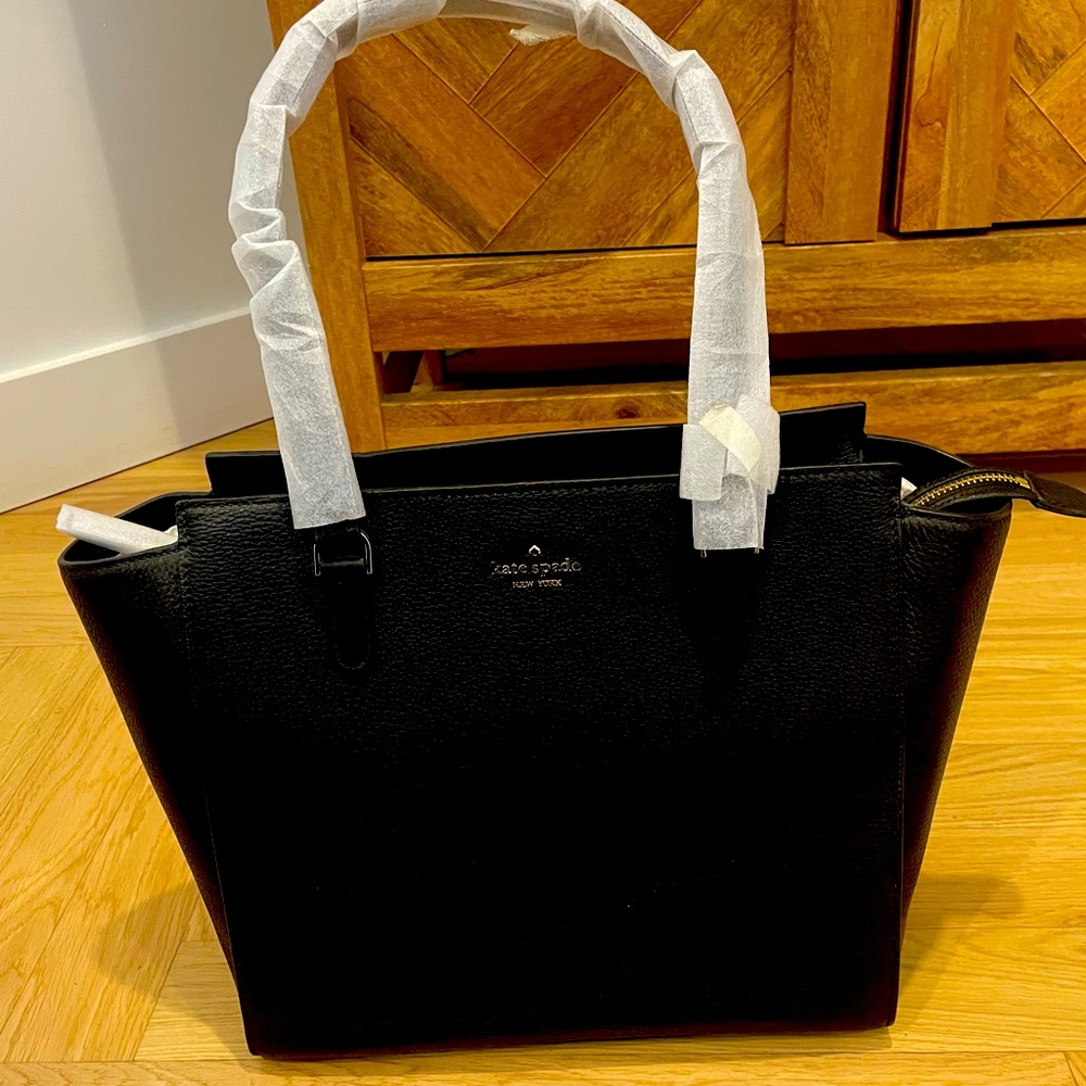 Kate Spade brand new black leather top handle large